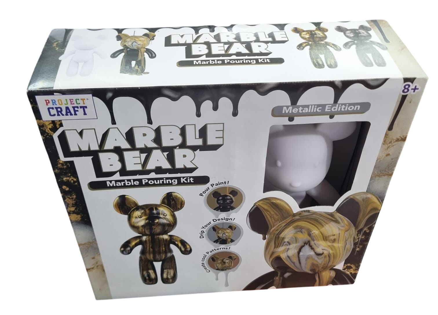 Marble Bear Paint Pouring Art Kit – Metallic Colour Edition (23cm)
