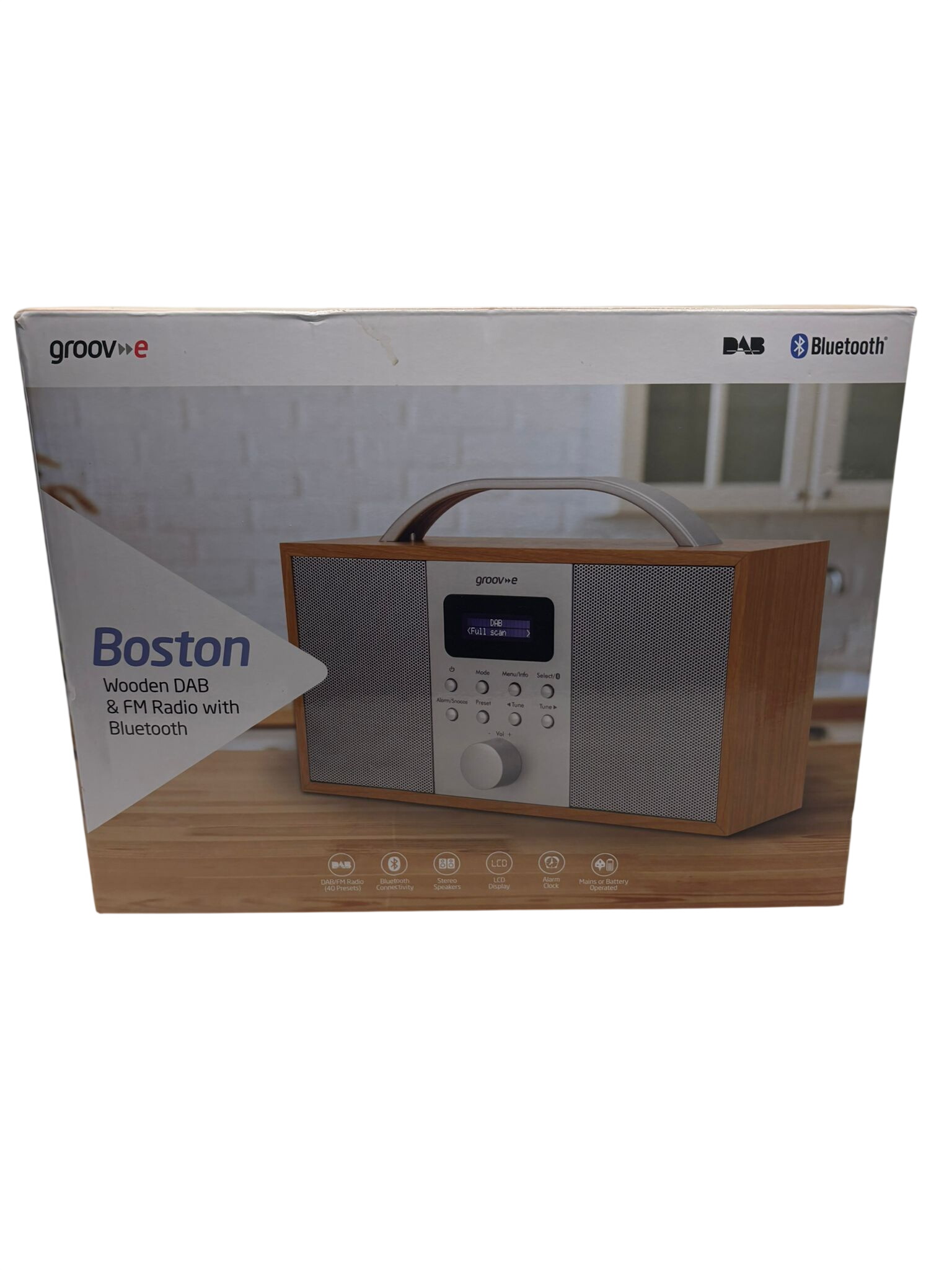 Groove GV-DR08-WD Boston Wooden Dab & FM Radio With Bluetooth New