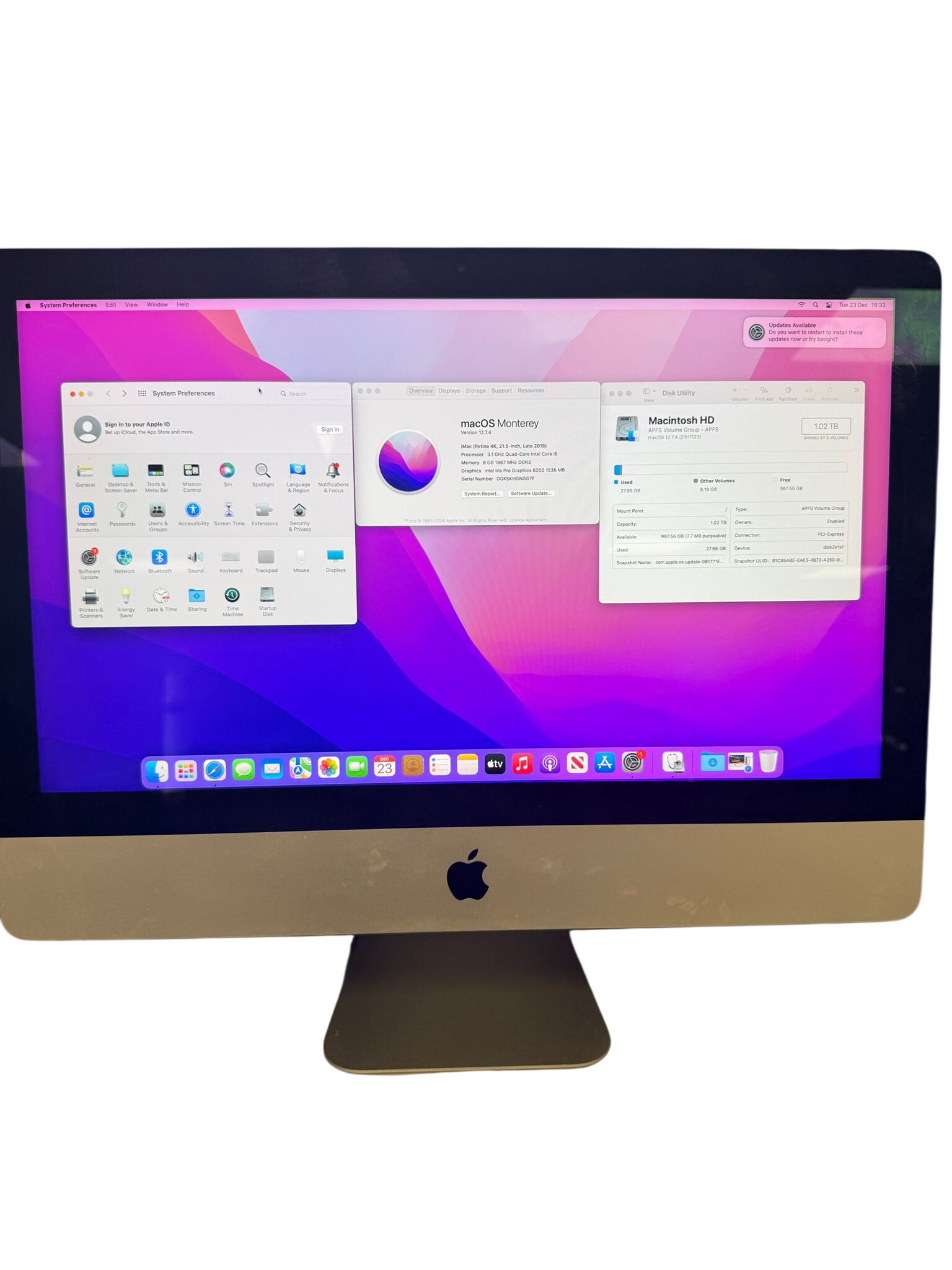 Apple iMac 2015 I5 3.1Ghz/8GB/1TB 13,2 Late 2015