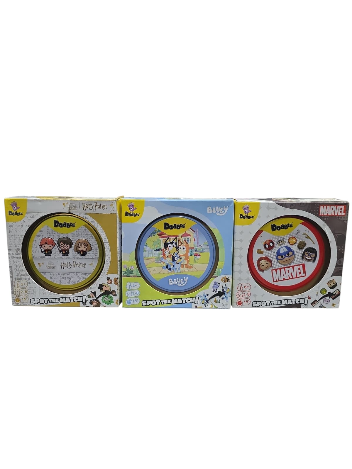 Dobble Card Game – Marvel Emoji / Bluey / Harry Potter (1 Game Only)
